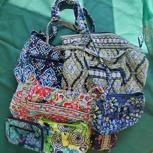 Huge 7-Piece Vera Bradley Bundle Purses, Wristlet, Wallet Blues Floral Geometric